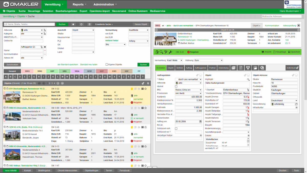 OMAKLER - Objekt-Daten